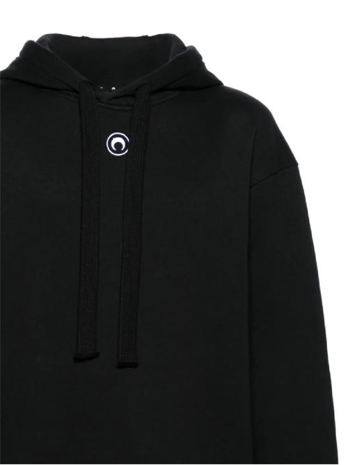 Black organic cotton hoodie Marine Serre | UST015CJER0013BK99